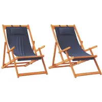 vidaXL Klappstühle, 2 Stück, blauer Stoff