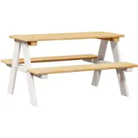 vidaXL Kindertisch mit Bänken IRUN Weiß 90x79,5x50 cm Massivholz