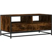 vidaXL Couchtisch Räuchereiche 100x50x45 cm Holzwerkstoff und Metall