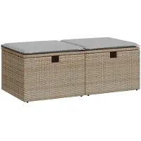 vidaXL 2-tlg. Garten-Sofagarnitur mit Kissen Beige Poly Rattan Akazie