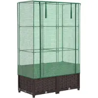 vidaXL Hochbeet mit Gewächshaus-Aufsatz Rattan-Optik 80x40x138 cm