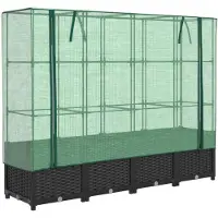 vidaXL Hochbeet mit Gewächshausabdeckung Rattanoptik 160x40x138 cm