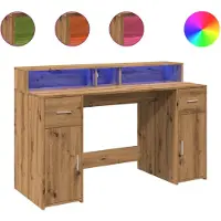 vidaXL LED-Schreibtisch Artisan-Eiche 140x55x91 Holzwerkstoff