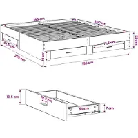 vidaXL Bettgestell mit Schubladen Betongrau 180x200 cm Holzwerkstoff