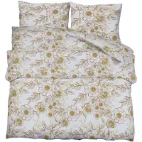 vidaXL Bettwäsche-Set Weiß und Braun 155x220 cm Baumwolle