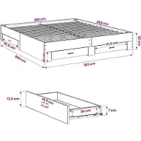 vidaXL Bettgestell mit Schubladen Sonoma-Eiche 180x200cm Holzwerkstoff