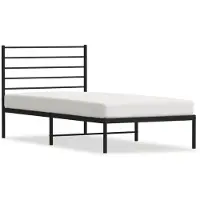 vidaXL Bettgestell mit Kopfteil Metall Schwarz 107x203 cm