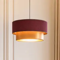 Duolla Hängelampe Dorina , rot, für Schlafzimmer, Textil / Stoff / Seide, Junges Wohnen, Pendelleuchte