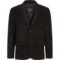 Infinity Leather Herren Italienische Schwarze Wildlederblazerjacke – Hohl