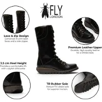 Fly london Women's Black Leather Strike-Up Combat Ankle Boots – STER768