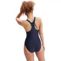 Speedo - Badeanzug für Damen, Racerback (Schwarz/Grün)