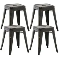 DELUKE Hocker FULDA 4er Set 40x40x46cm, Metall, Schwarz-Gold Küchenhocker Esszimmerhocker Stapelhocker