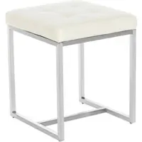 DELUKE Sitzhocker VELAN - Kunstleder Creme 40x40x48 cm | Hocker Schlafzimmer Polsterhocker Wohnzimmer Sitzbank Esszimmer