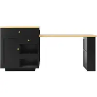 Merax Kücheninselschrank Ausziehbar 122,5-195,5cm Weiß/Schwarz