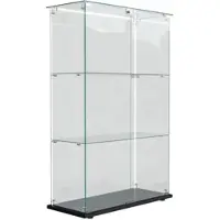 PXloue Vitrine Vitrinenschrank mit LED-Beleuchtung 78x35x123 cm Schwarz
