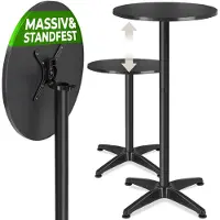 TecTake Aluminium Bistrotisch Viktor Wetterfest Klappbar 2 Aufbauhöhen 60 x 75 115 cm Pro Stück 67 x 67 x 115 cm Schwarz