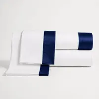 THE WHITE STONE Bettwäsche 1 Person - - 130x200 - Bettlaken 190x295 - Satin-Rüsche blau