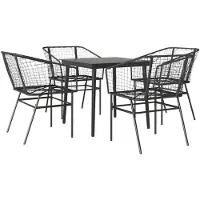 vidaXL 5-teiliges Garten-Esszimmerset aus schwarzem Polyrattanglas