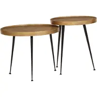 vidaXL Couchtisch 2 Stk. Golden Holzwerkstoff