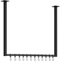 DELUKE Kleiderstange BEN Deckenmontage 12 Haken 80x7x80cm Metall Schwarz Industrie-Design Garderobenstange Wandmontage
