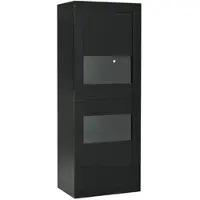 Merax Vitrine 61x42x162cm LED Glasboden Schwarz