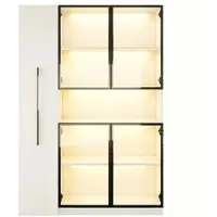 Merax Glasvitrine 110x35x160cm LED Schubladen Weiß
