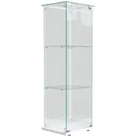 PXloue Vitrine Vitrinenschrank mit LED-Beleuchtung Weiß
