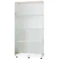 PXloue Vitrine mit Glastrennwand&LED-Glasvitrine 80x36x164cm Weiß