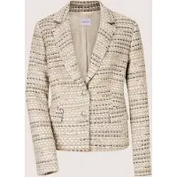 MADELEINE Jackenblazer "Blazer Strukturierter Tweed-Blazer", Damen, Gr. 36, beige (beige, graphit, multicolor), Modern, regular fit, V-Ausschnitt, Blazer Jackenblazer