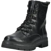 Tom Tailor Schnürstiefelette , Damen, Gr. 37, Textil, schwarz, Lederimitat, Schuhe Schnürstiefelette, Blockabsatz, Schnürboots mit Glitzerdetails