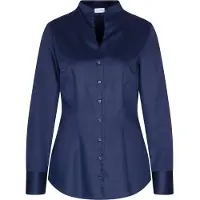 Seidensticker Klassische Bluse , Damen, Gr. S (36), blau (mittelblau), 100% Baumwolle, unifarben, slim fit, Blusen Klassische Bluse, 1/1 Stehkragen Uni