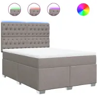 vidaXL Boxspringbett mit Matratze Taupe 140x190 cm Stoff