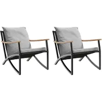 vidaXL Gartenstühle mit Kissen 2 Stk. Schwarz Stahl
