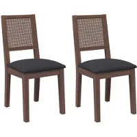 vidaXL Esszimmerstühle mit Kissen 2 Stk. Braun Massivholz Gummibaum