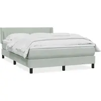 vidaXL Boxspringbett mit Matratze Hellgrau 160x210 cm Samt