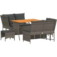 vidaXL 5-tlg. Garten-Sofagarnitur mit Kissen Grau Poly Rattan