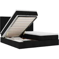 vidaXL Ottoman-Bett mit Matratzen & LEDs Schwarz 160x200 cm Stoff