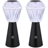Globo Lighting 2x LED Tischleuchte, Kristalloptik, RGB, Touch, USB, Schwarz, H 25,5 cm