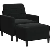 vidaXL Sessel mit Hocker Schwarz 60 cm Samt