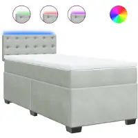 vidaXL Boxspringbett mit Matratze Hellgrau 90x190 cm Samt