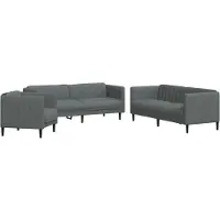 vidaXL 3-tlg. Sofagarnitur Dunkelgrau Stoff
