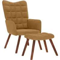 vidaXL Relaxsessel mit Hocker Braun Samt