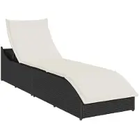 vidaXL Klappliege mit Auflage und Stauraum Schwarz Poly-Rattan