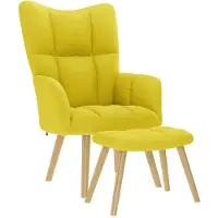 vidaXL Relaxsessel mit Hocker Hellgelber Stoff
