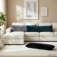 vidaXL Kissenbezug HEERLEN Marineblau 40 x 145 cm Faux Kaninchenfell