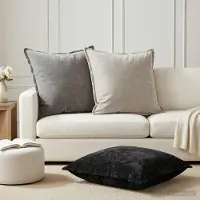 vidaXL Kissenbezug 6 stk. HOUTEN Dunkelgrau 65 x 65 cm Chenille-Stoff
