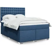 vidaXL Boxspringbett mit Matratze Blau 140x200 cm Stoff