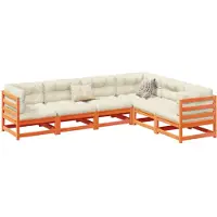 vidaXL 6-tlg. Garten-Sofagarnitur mit Kissen Wachsbraun Kiefernholz