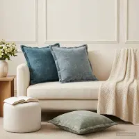 vidaXL Kissenbezug 2 stk. HOUTEN Grün 45 x 45 cm Chenille-Stoff