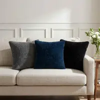 vidaXL Kissenbezug 2 stk. HOUTEN Schwarz 40 x 40 cm Faux Kaninchenfell